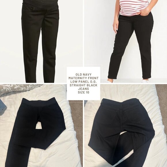 Maternity Front Low Panel O.G. Straight Black Jeans​​ - Picture 1 of 5